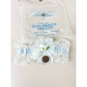 VTG Peter Pan Heaventeen Blue Penny Garter Lace Flower In Original Package EUC